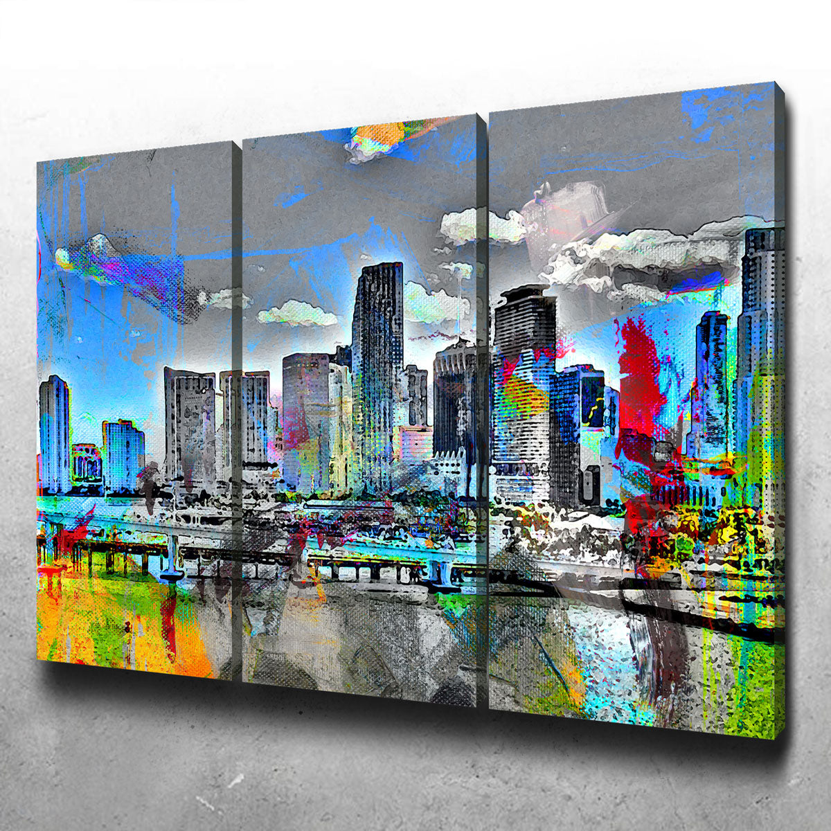 Abstract Miami Skyline Wall Art