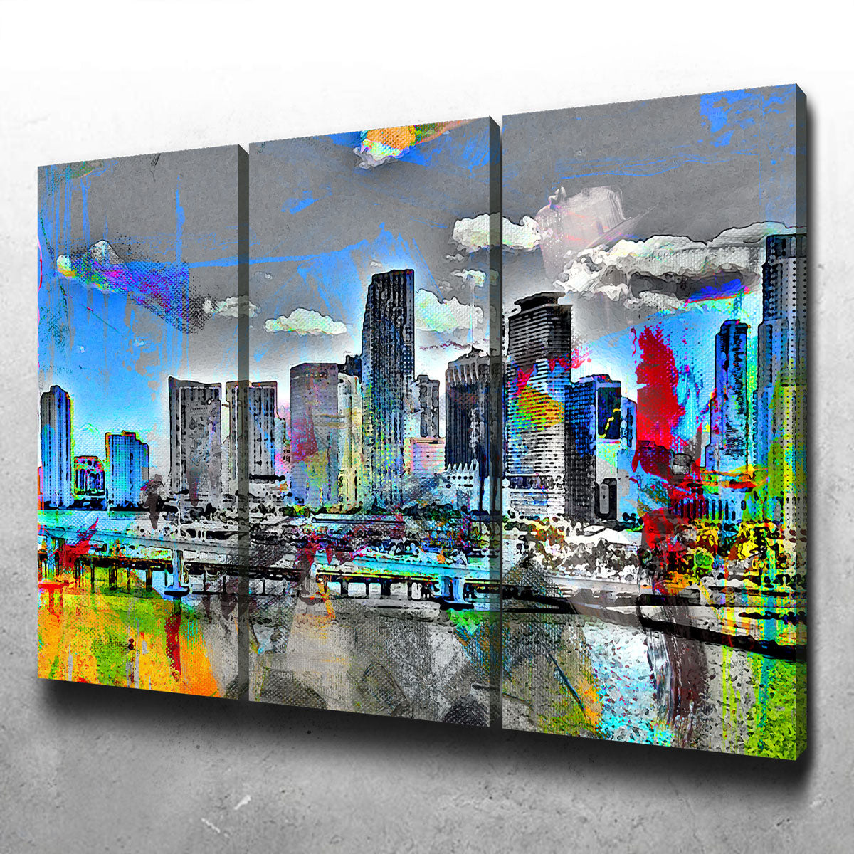 Abstract Miami Skyline Canvas Set