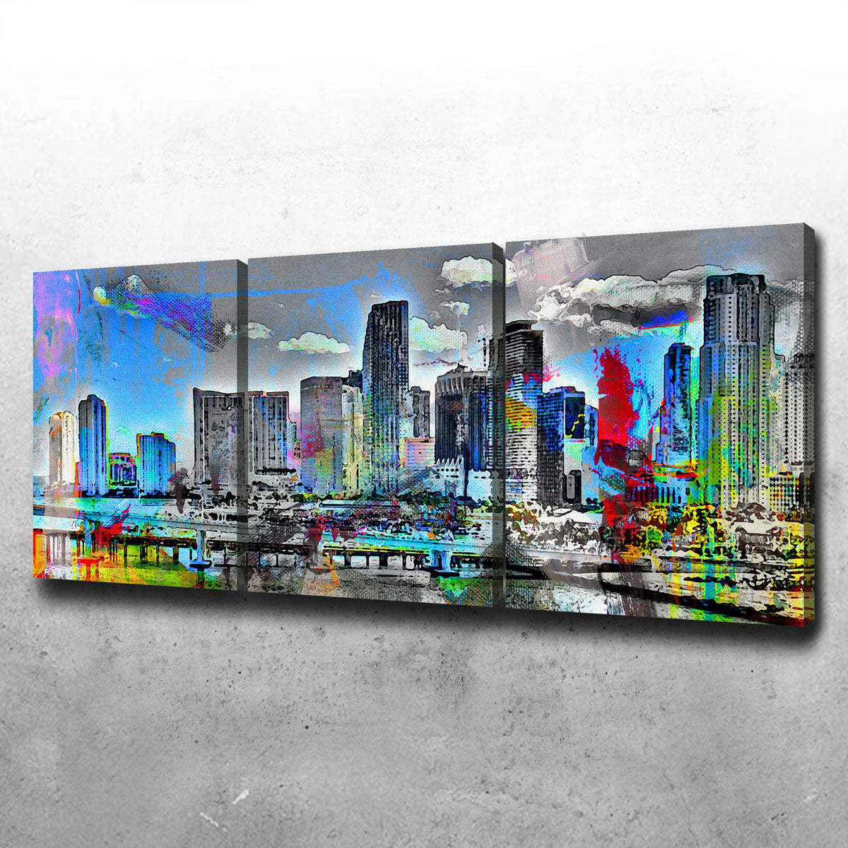 Abstract Miami Skyline Wall Art