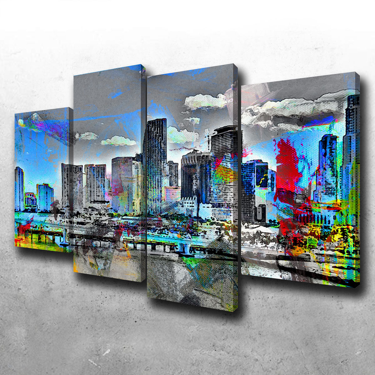 Abstract Miami Skyline Wall Art