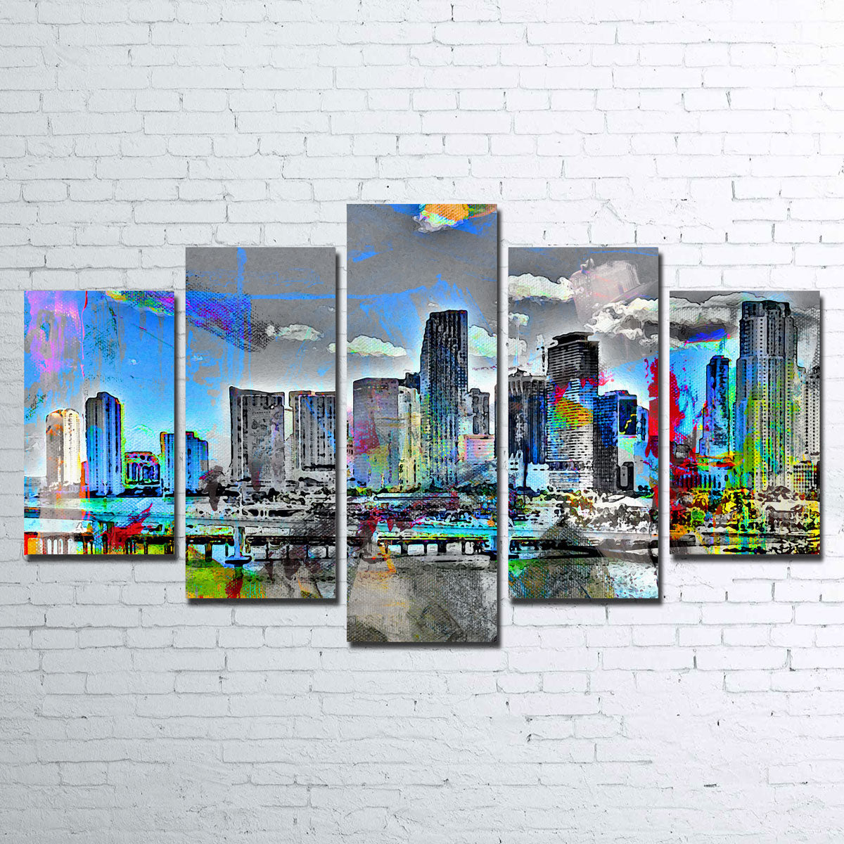 Abstract Miami Skyline Wall Art