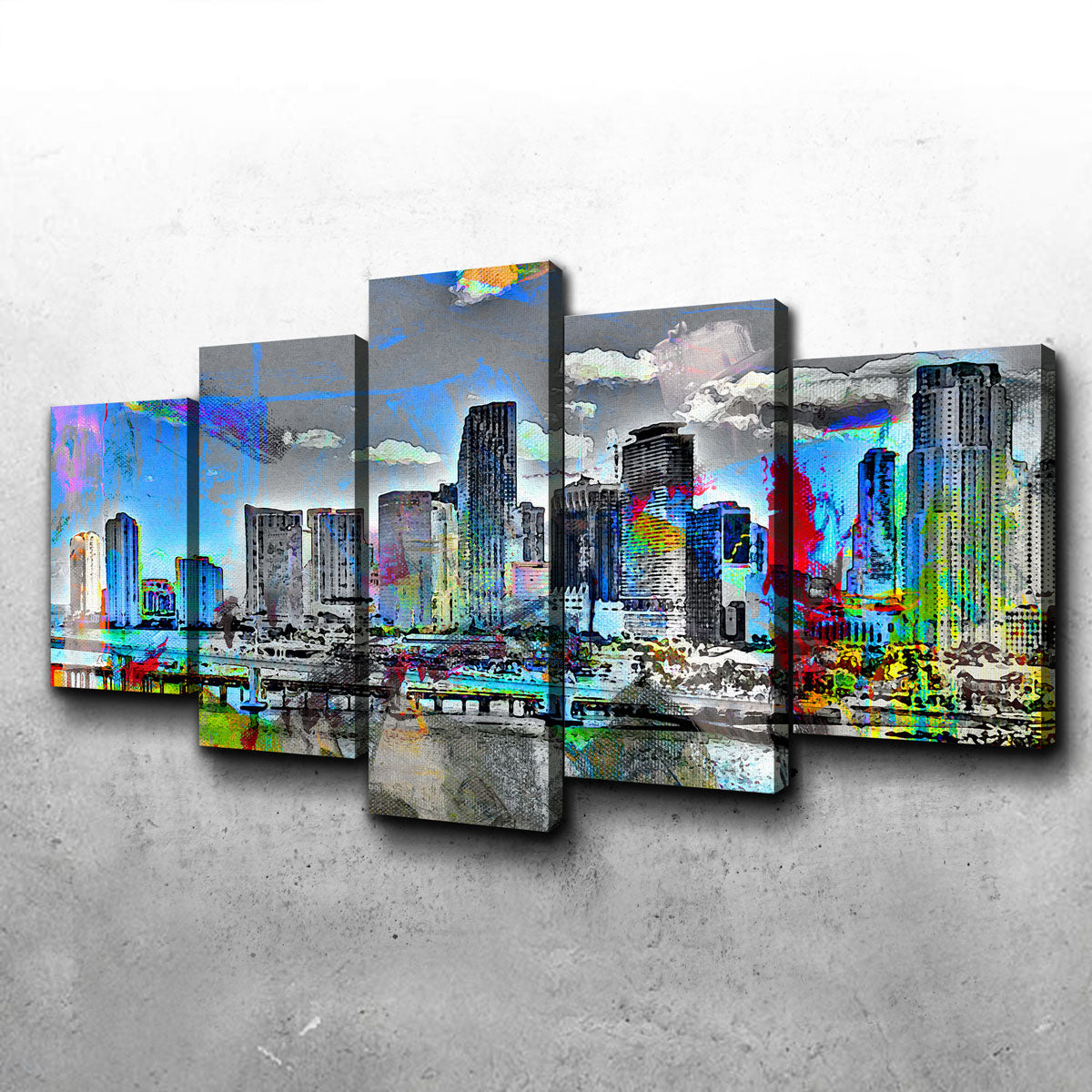 Abstract Miami Skyline Wall Art
