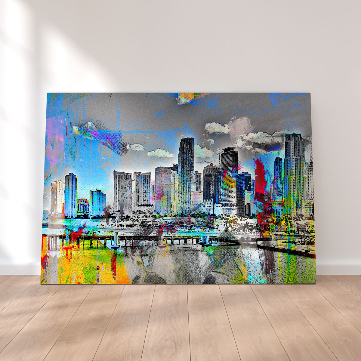 Abstract Miami Skyline Canvas Set