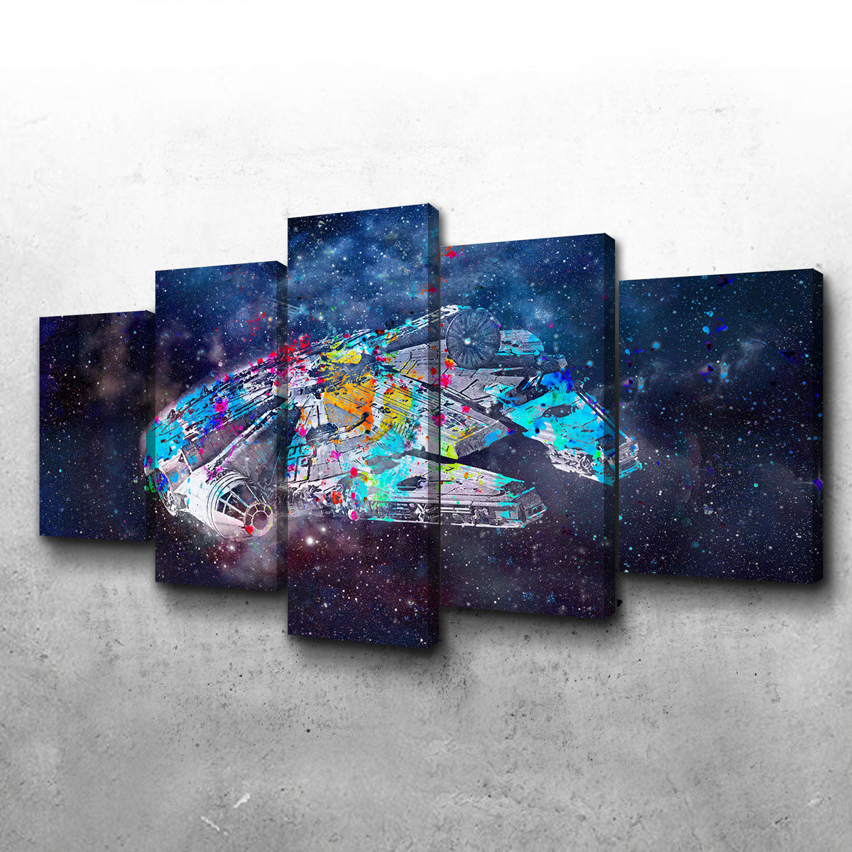 Millenium Falcon canvas, Spacecraft wall decor, Digital art, Movie wall discount art, Fantasy canvas, Ski-Fi print, Multi Panel canvas, Space Movie