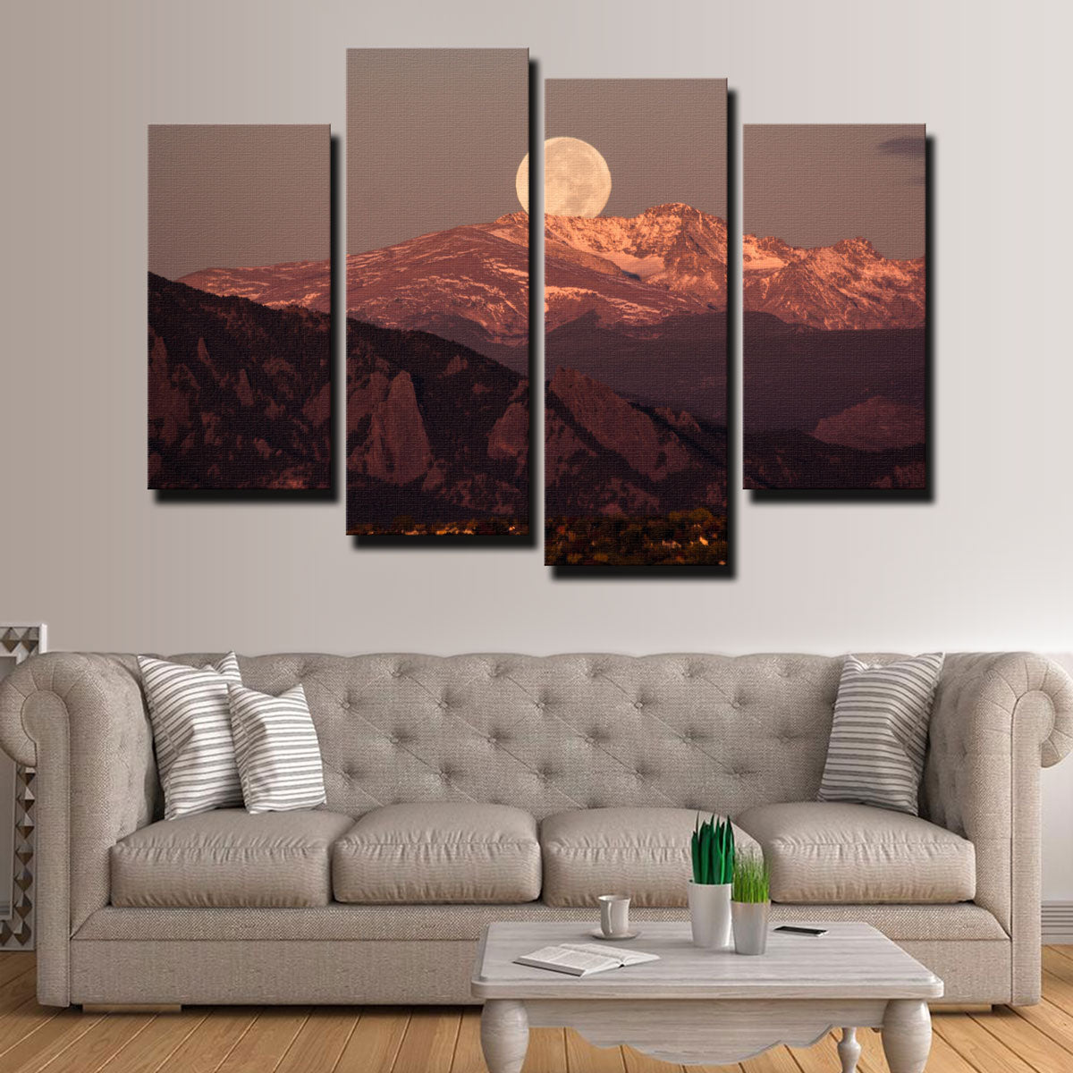Moon Over Boulder Wall Art