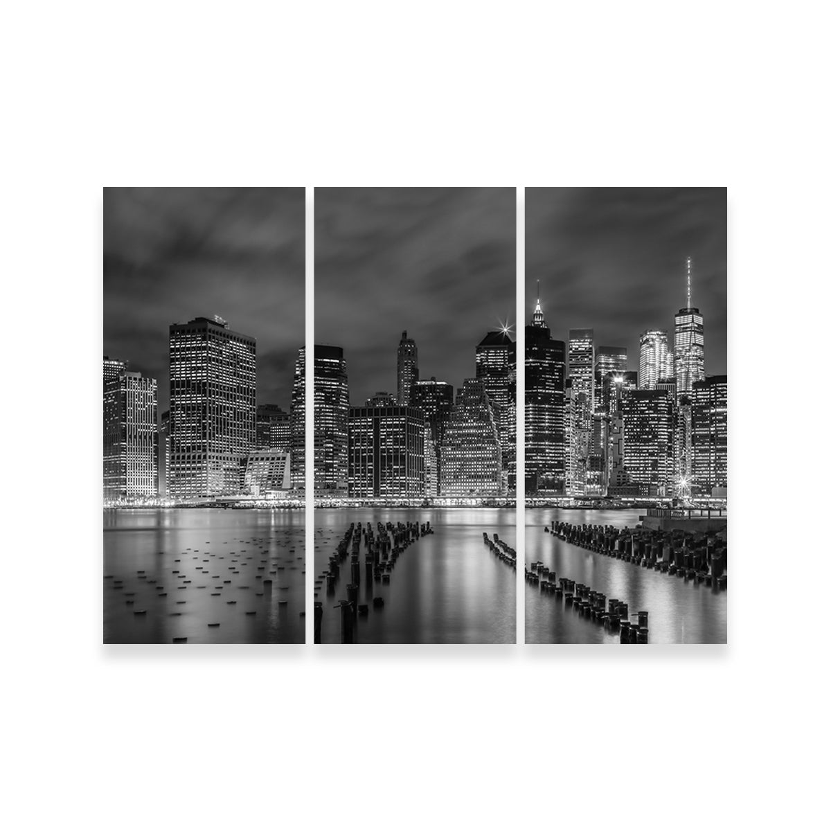 New York City Monochrome Night Impressions Wall Art
