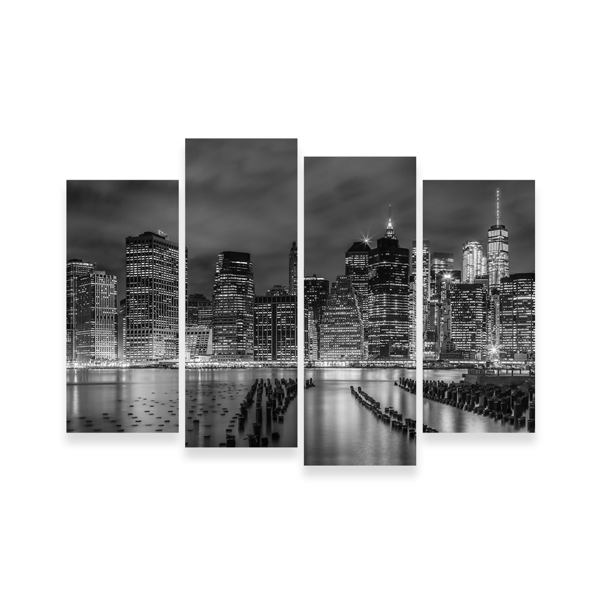 New York City Monochrome Night Impressions Wall Art