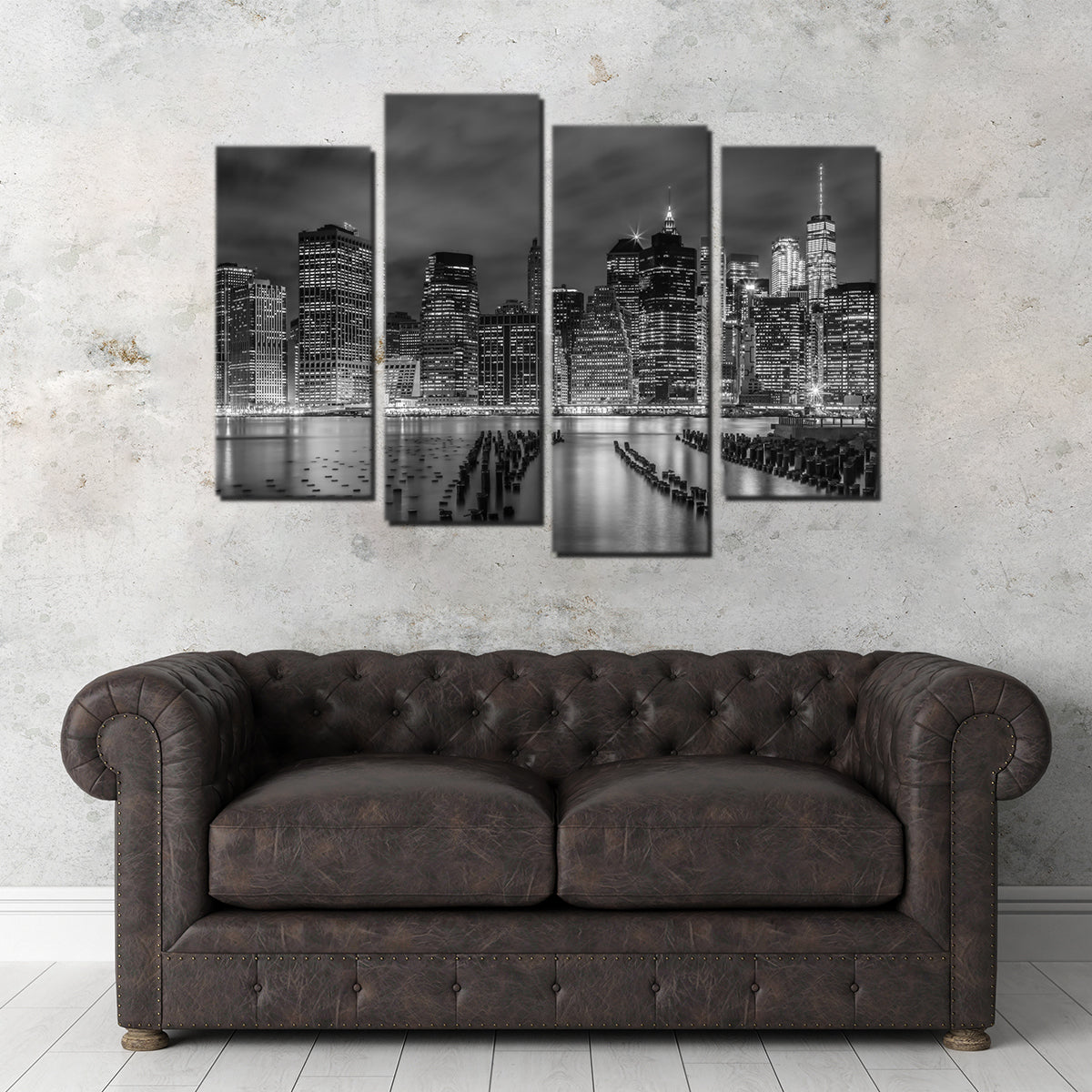 New York City Monochrome Night Impressions Wall Art