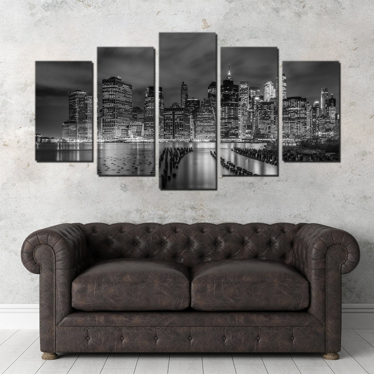 New York City Monochrome Night Impressions Wall Art
