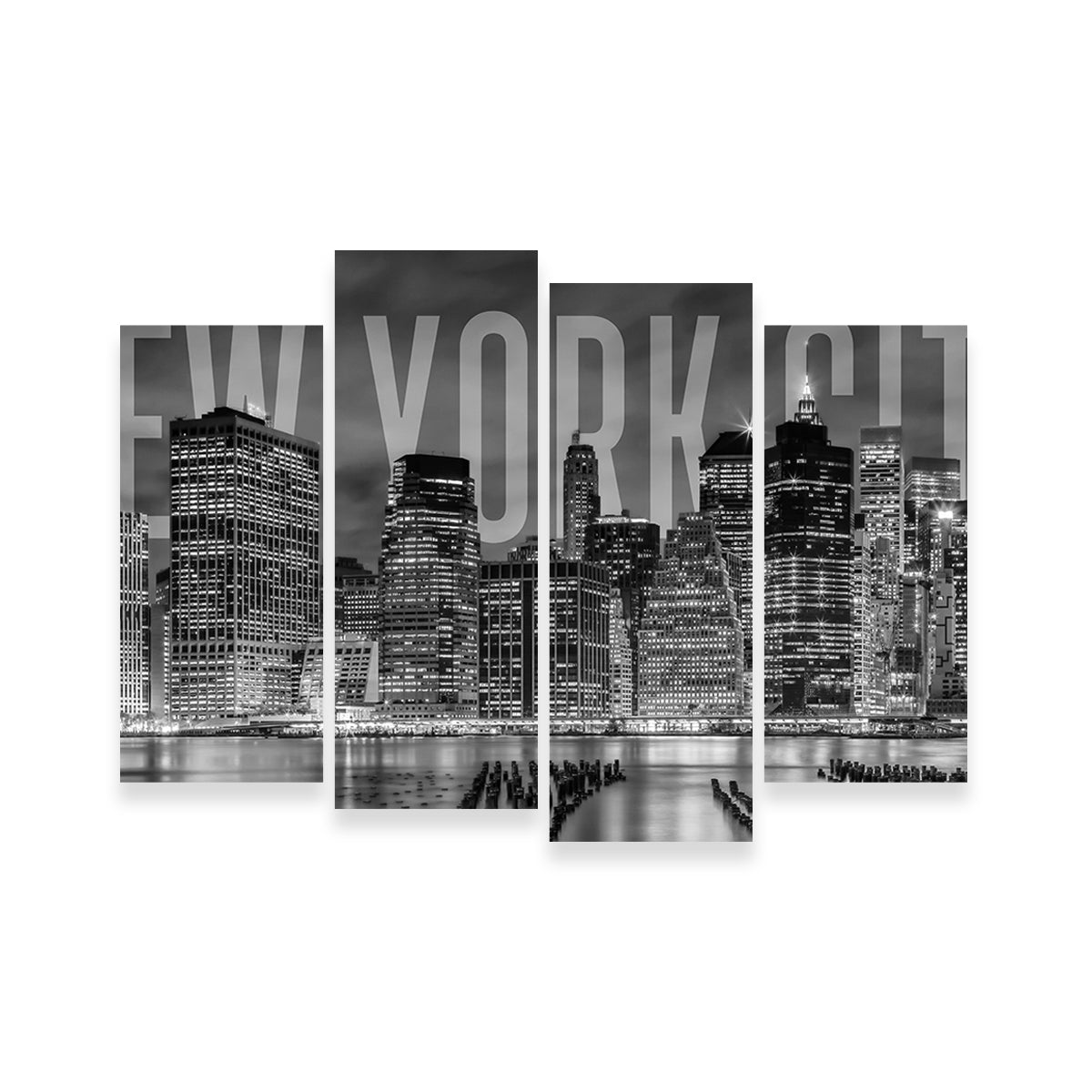 New York City Skyline - Monochrome Wall Art