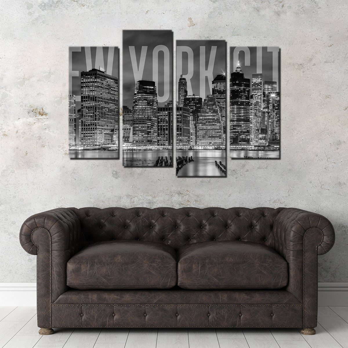 New York City Skyline - Monochrome Wall Art