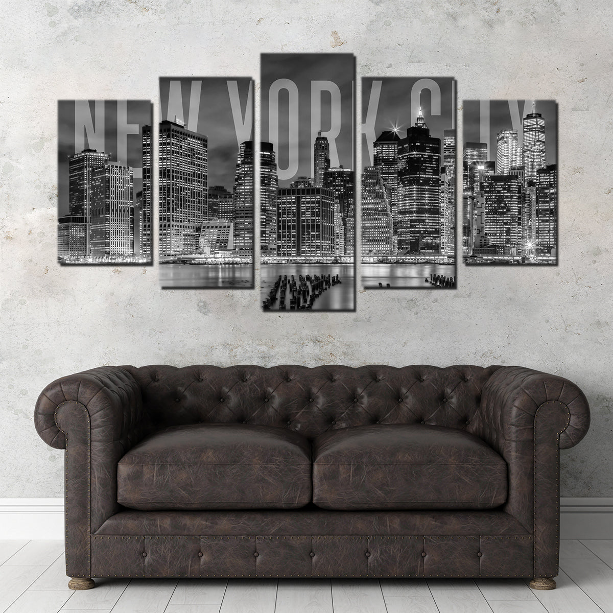 New York City Skyline - Monochrome Wall Art