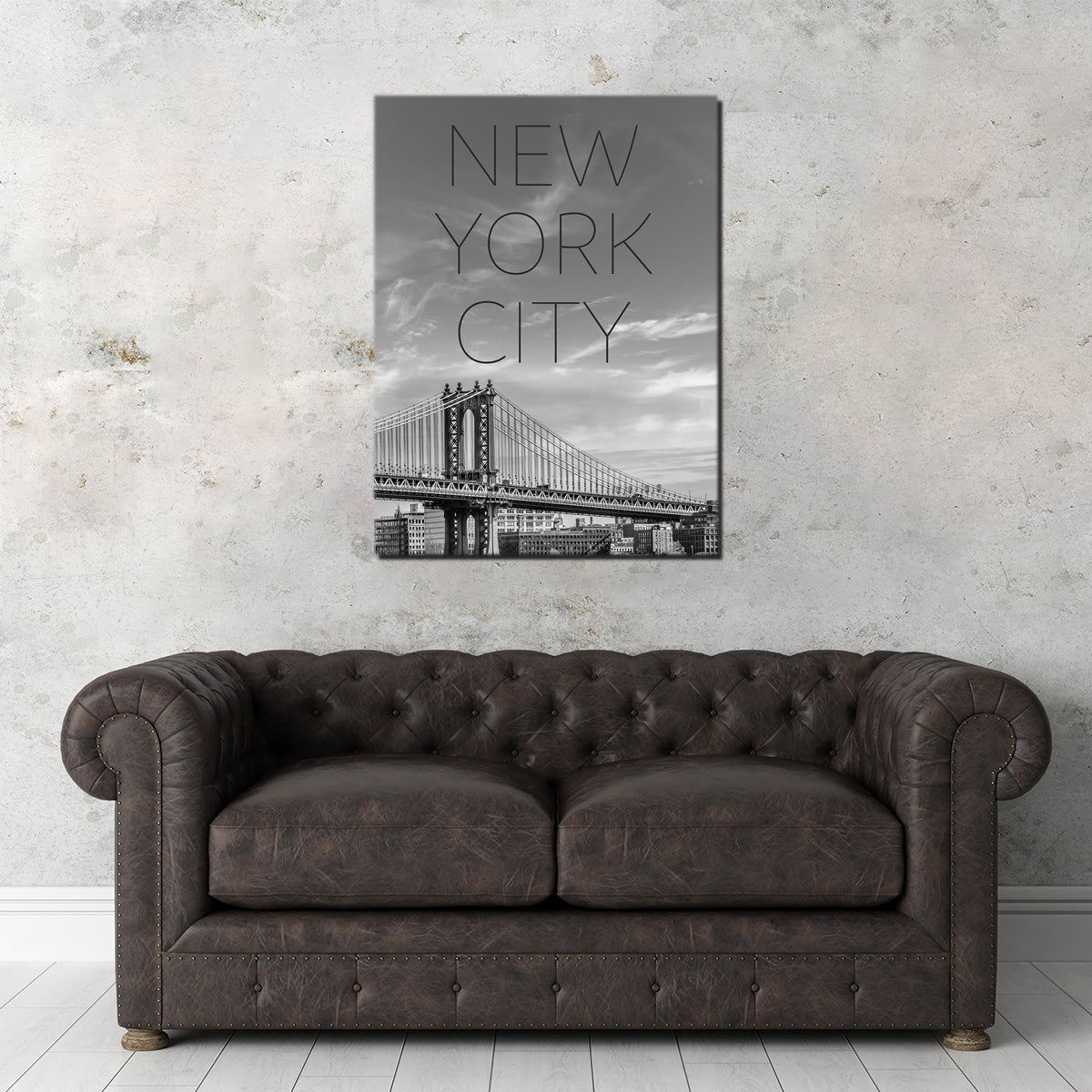NYC Manhattan Bridge Text Wall Art