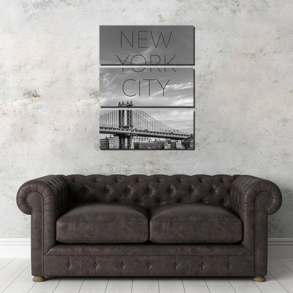 NYC Manhattan Bridge Text Wall Art