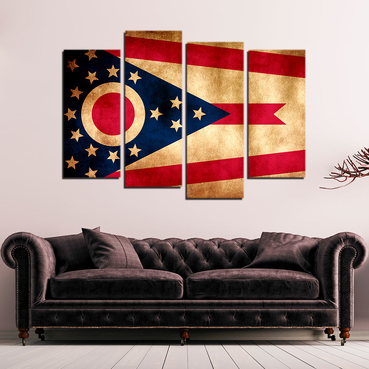 Ohio State Flag Grunge Wall Art