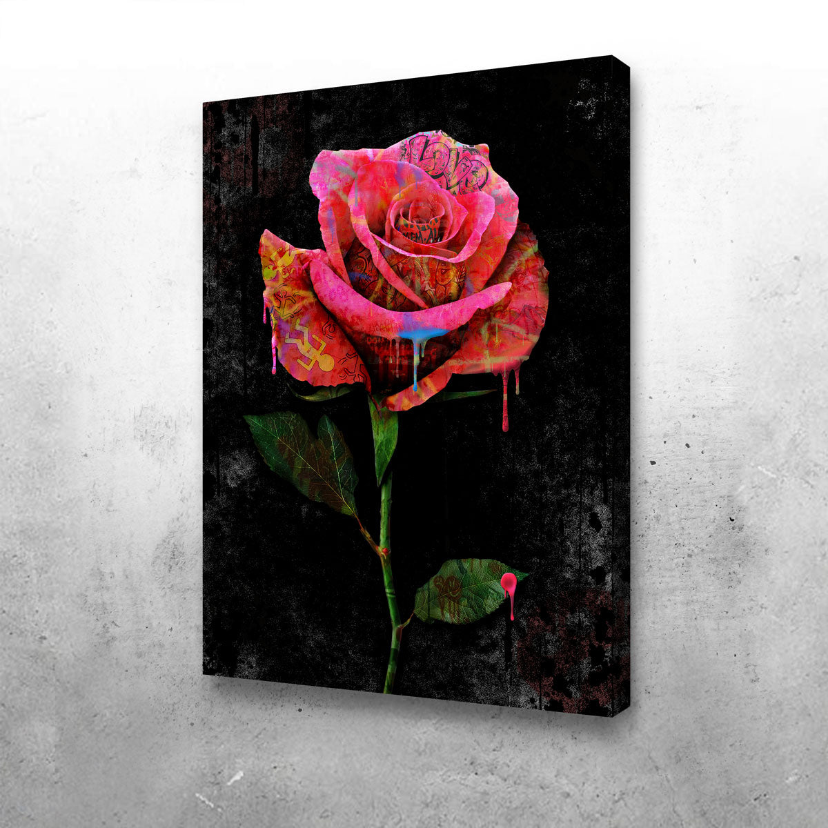 Paint Drip Rose Wall Art