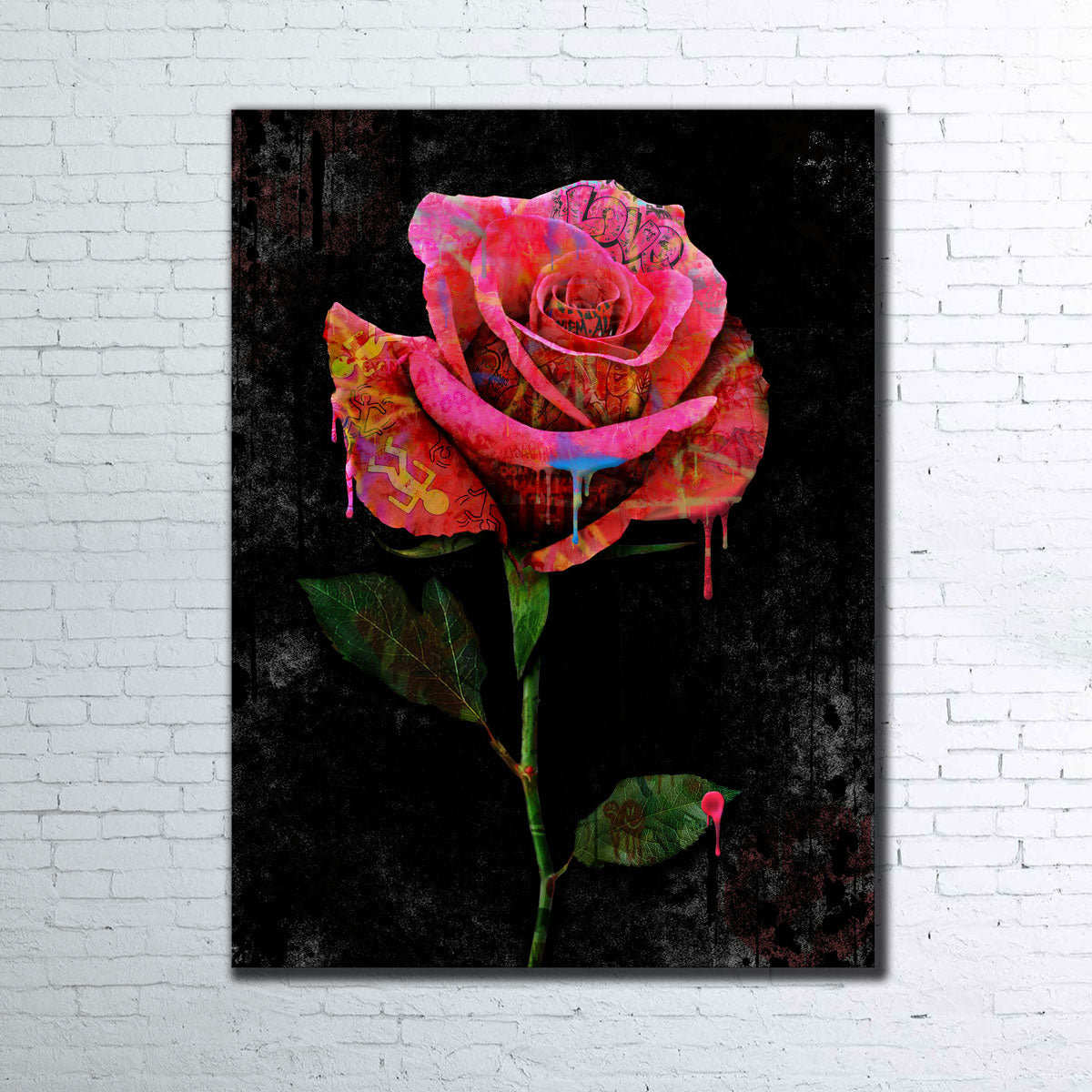 Paint Drip Rose Wall Art