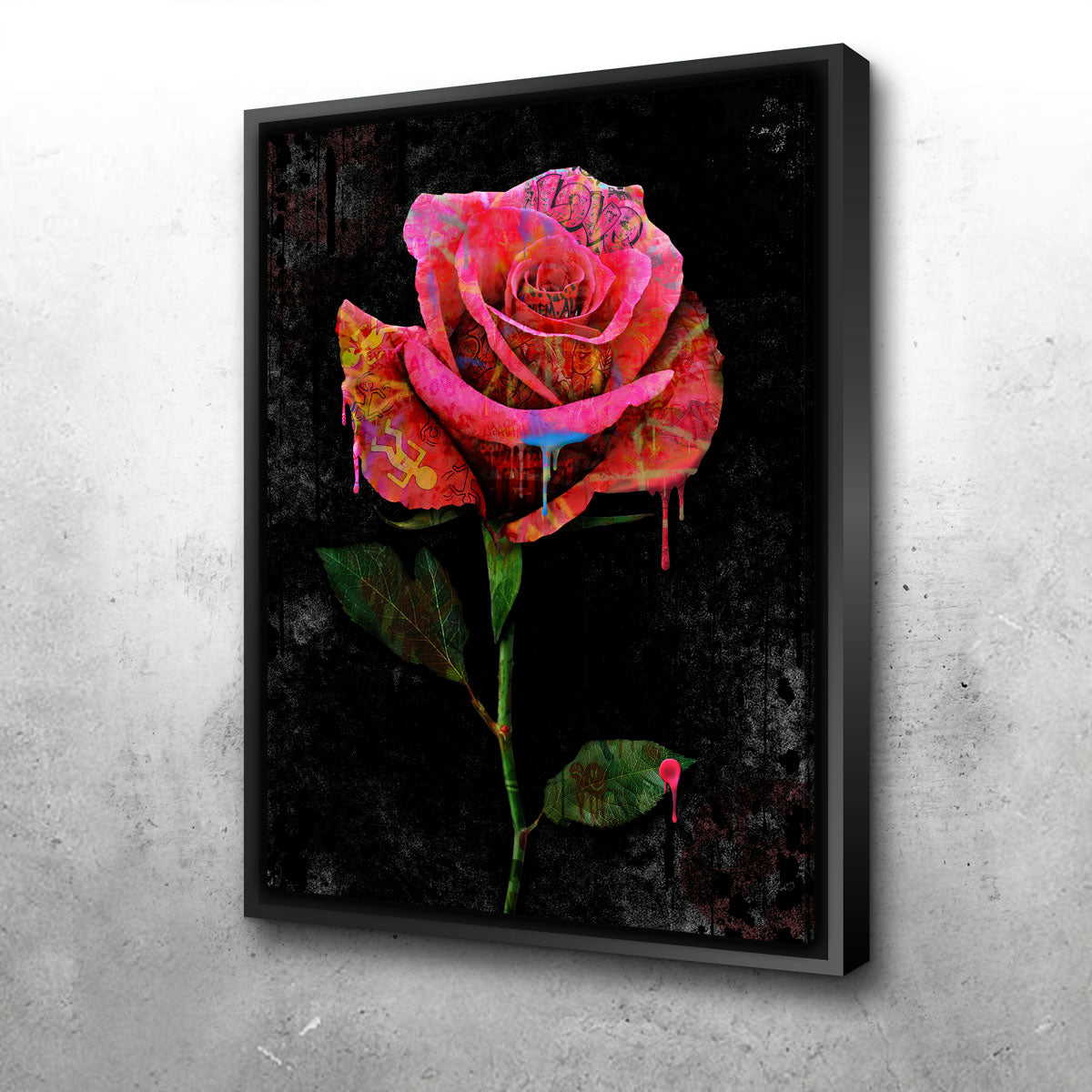 Paint Drip Rose Wall Art
