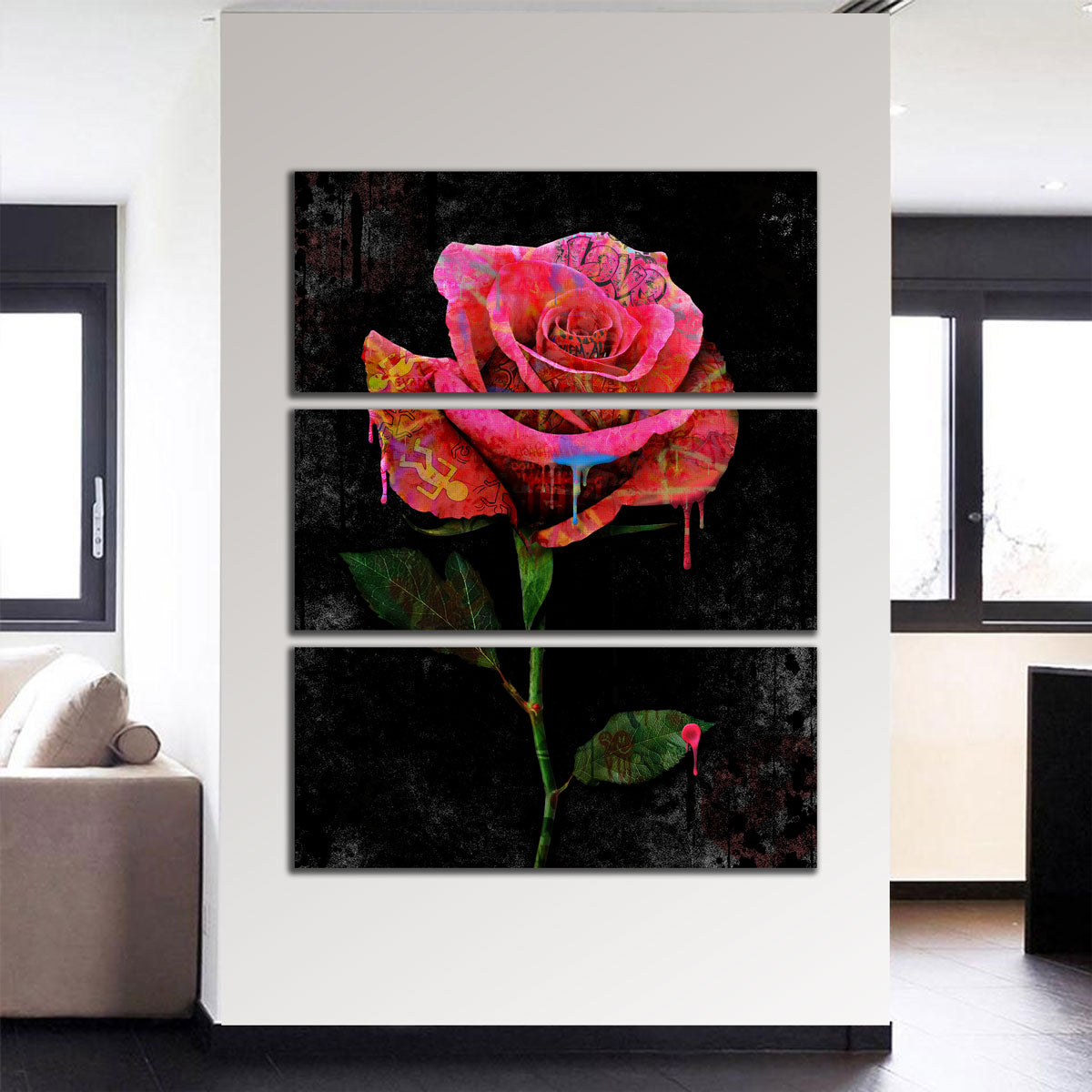 Paint Drip Rose Wall Art