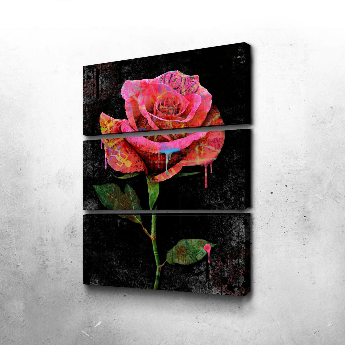 Paint Drip Rose Wall Art