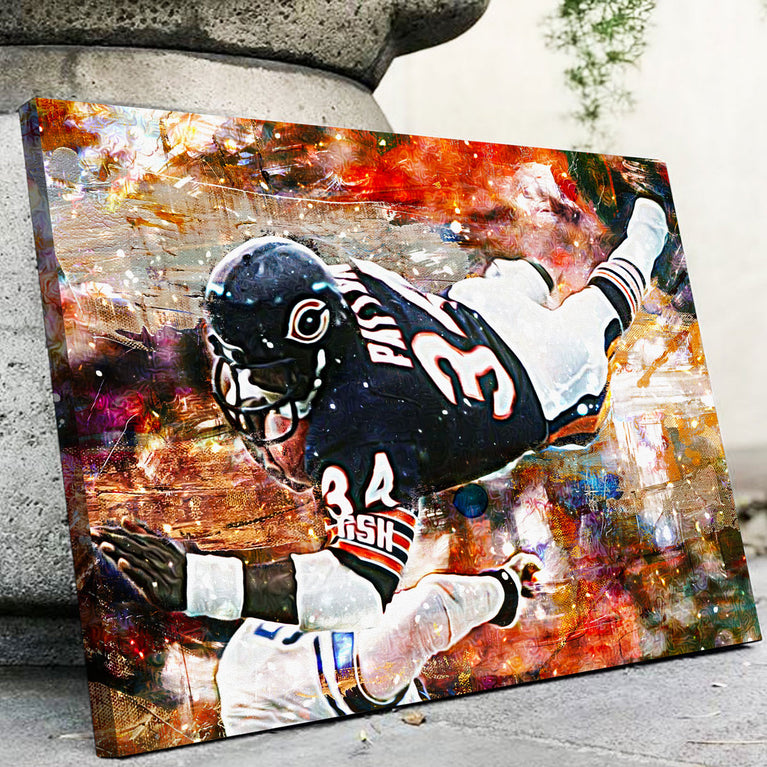 Walter Payton Chicago Bears Abstract Art 34 Canvas Print / Canvas