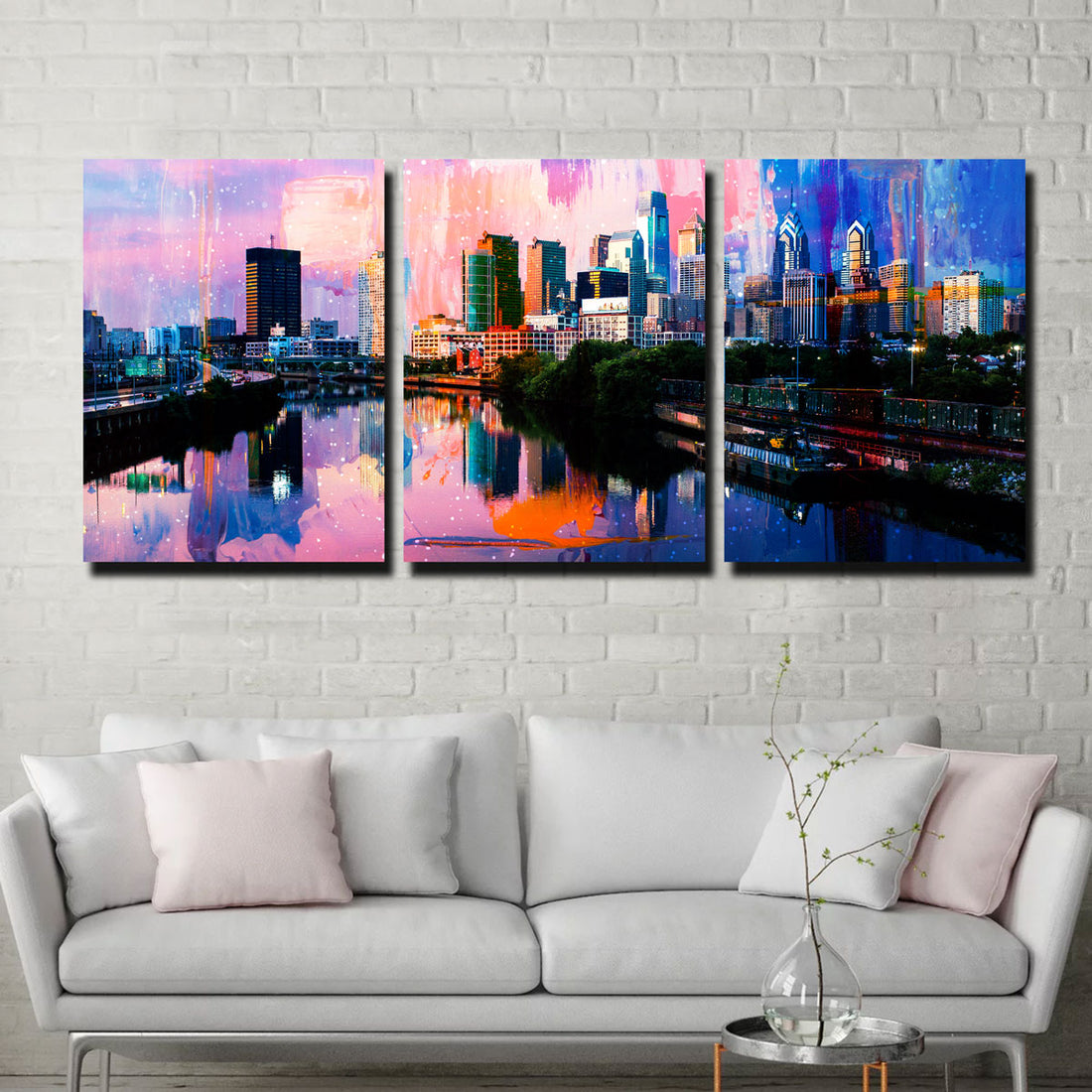 Abstract Philadelphia Skyline Canvas Set