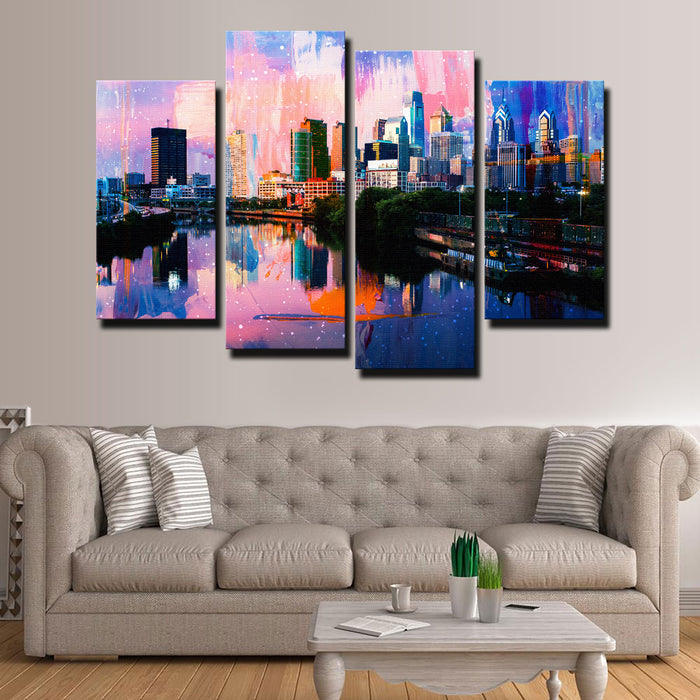 Abstract Philadelphia Skyline Canvas Set