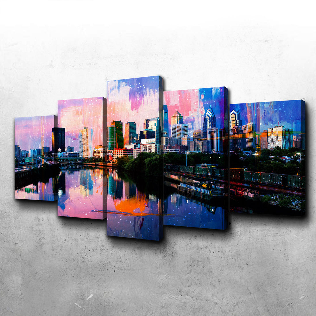 Abstract Philadelphia Skyline Canvas Set