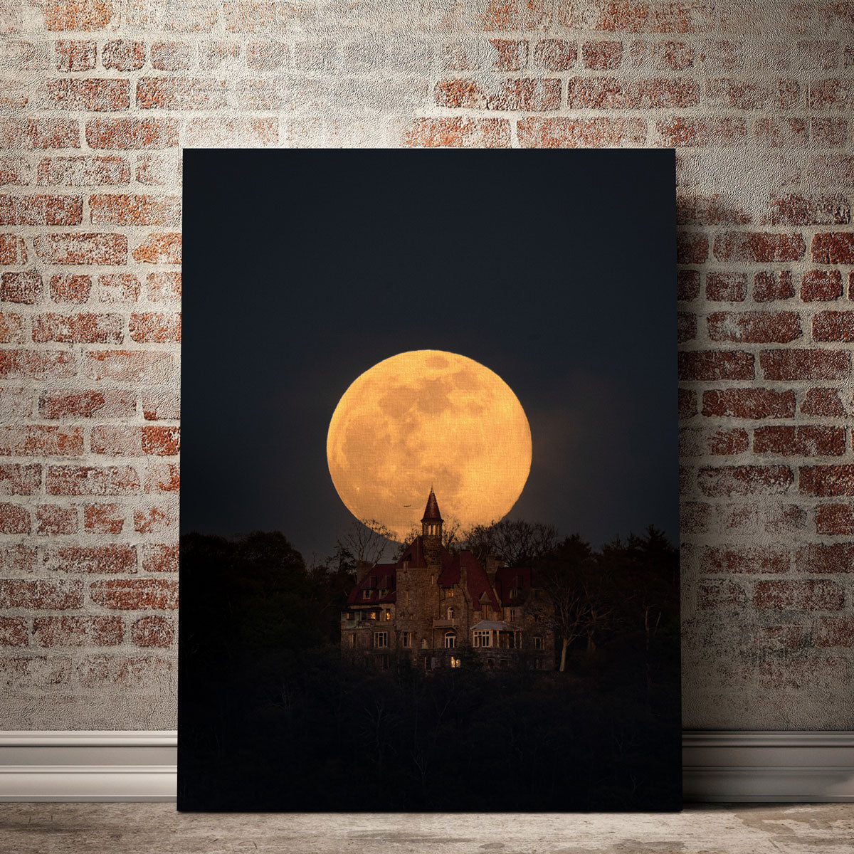 Pink Moon Over Osborn Castle Wall Art