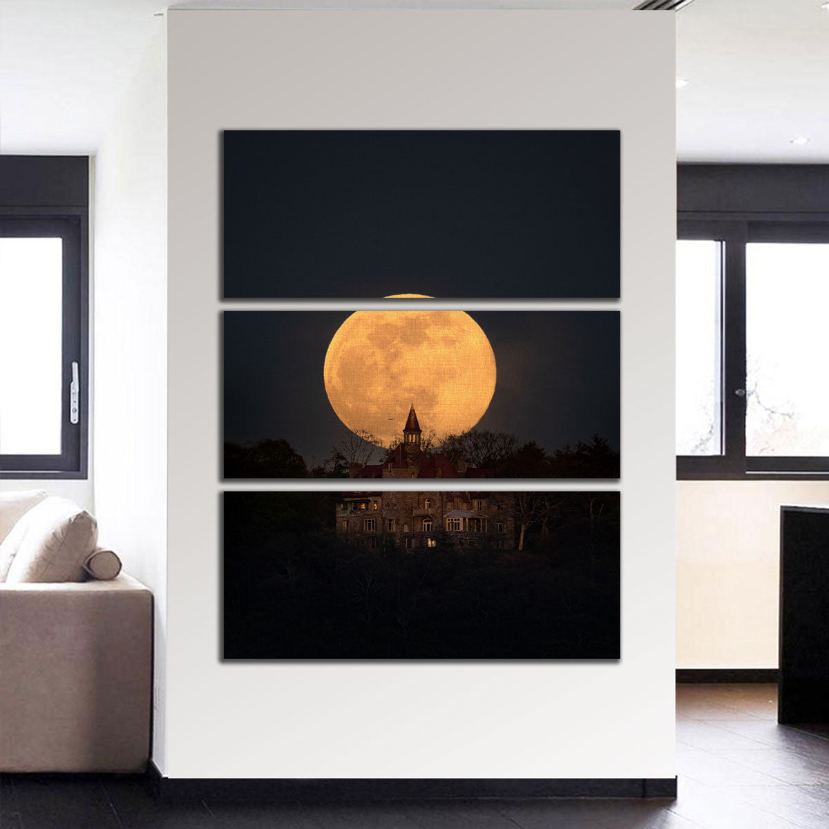 Pink Moon Over Osborn Castle Wall Art