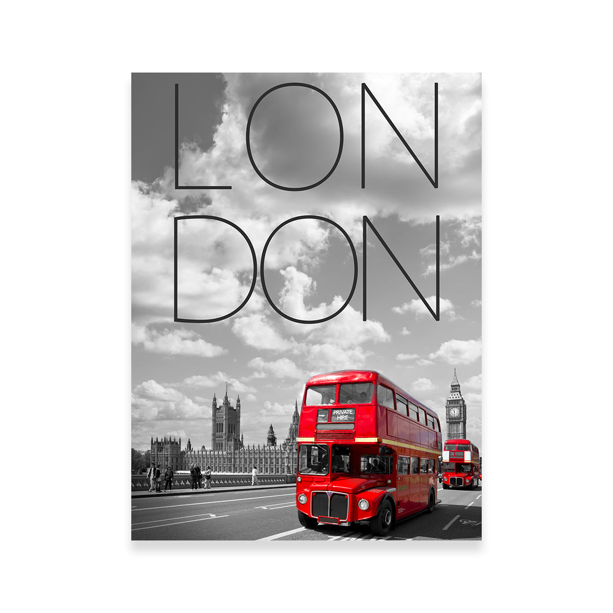 Red Buses London Text Wall Art