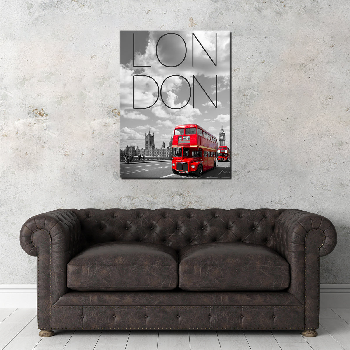 Red Buses London Text Wall Art