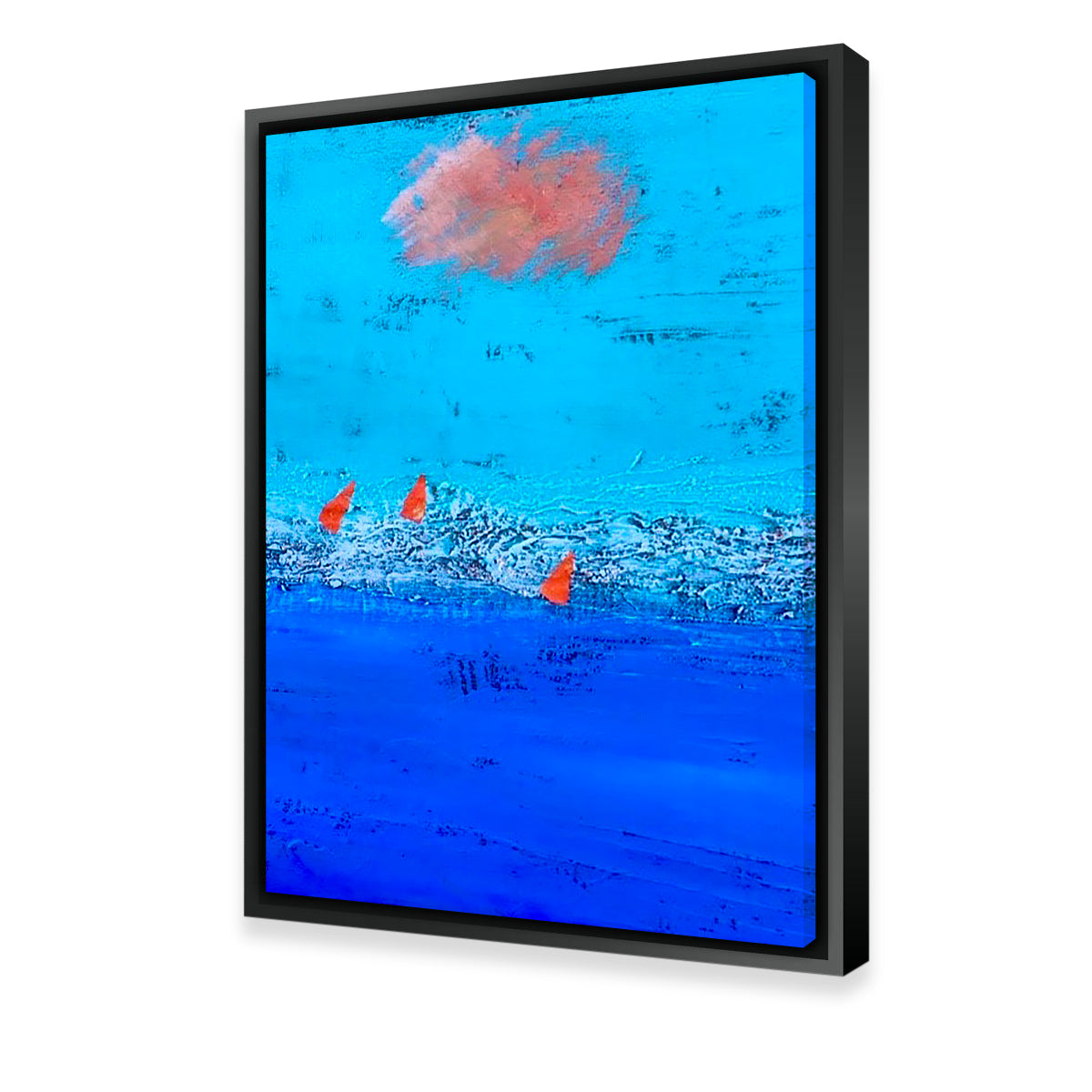 Red Sails on Blue Horizon Wall Art