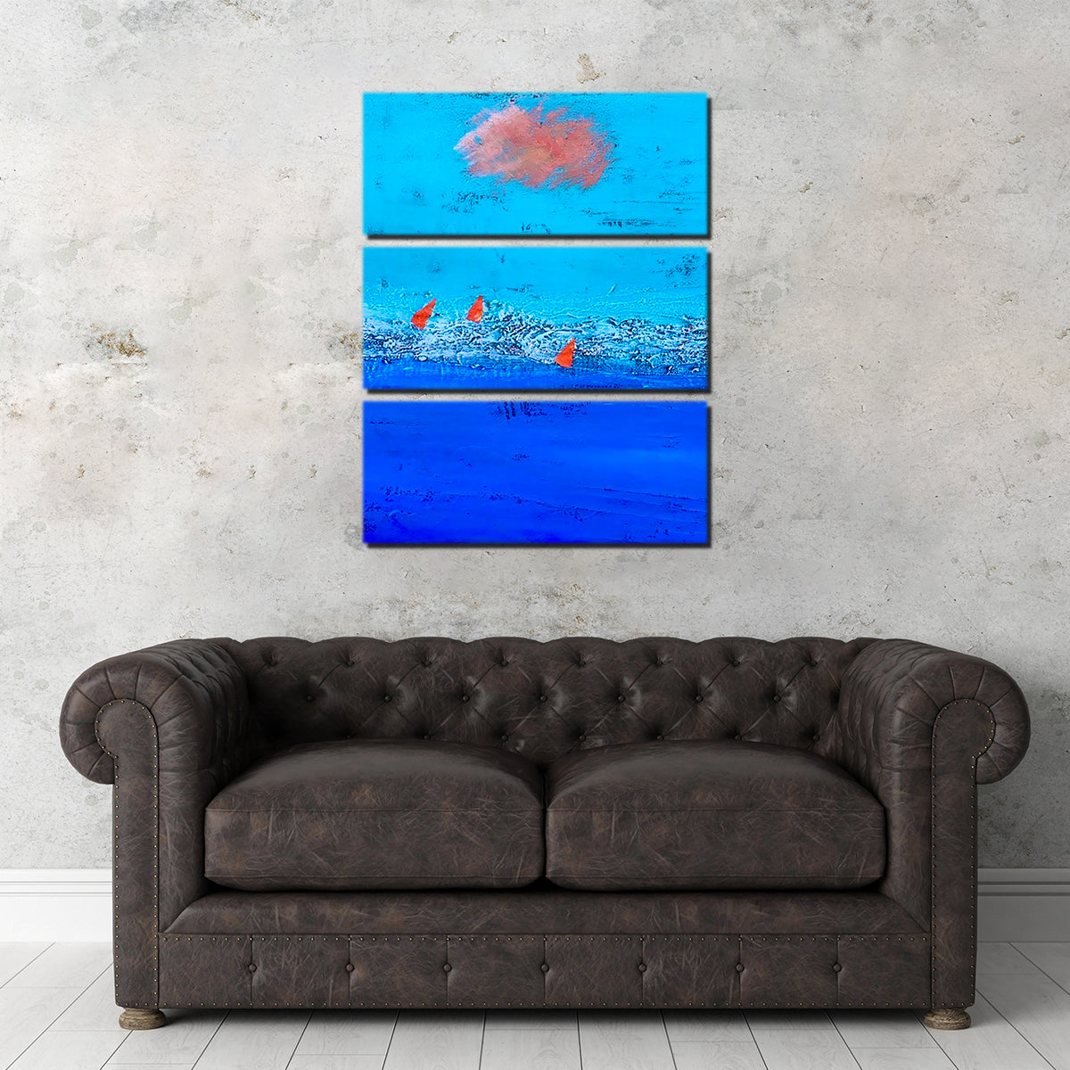 Red Sails on Blue Horizon Wall Art