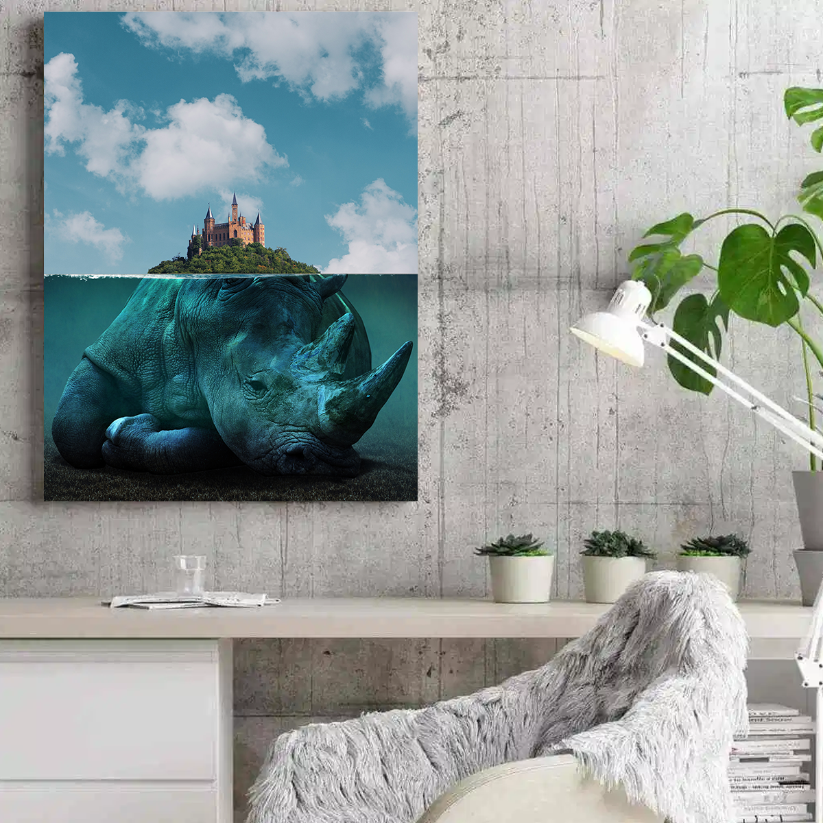 Rhino Island Wall Art