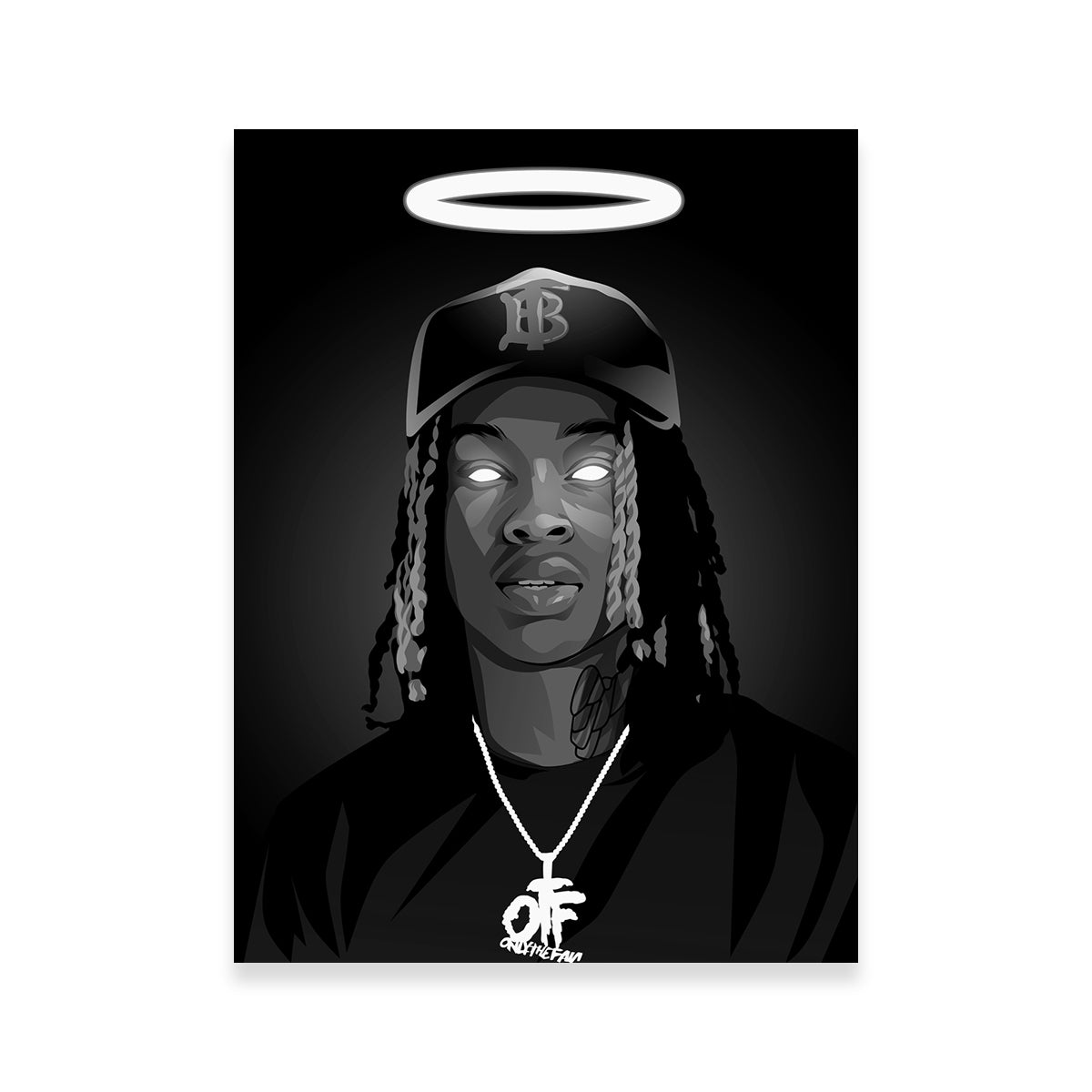 Rip King Von Grayscale Wall Art