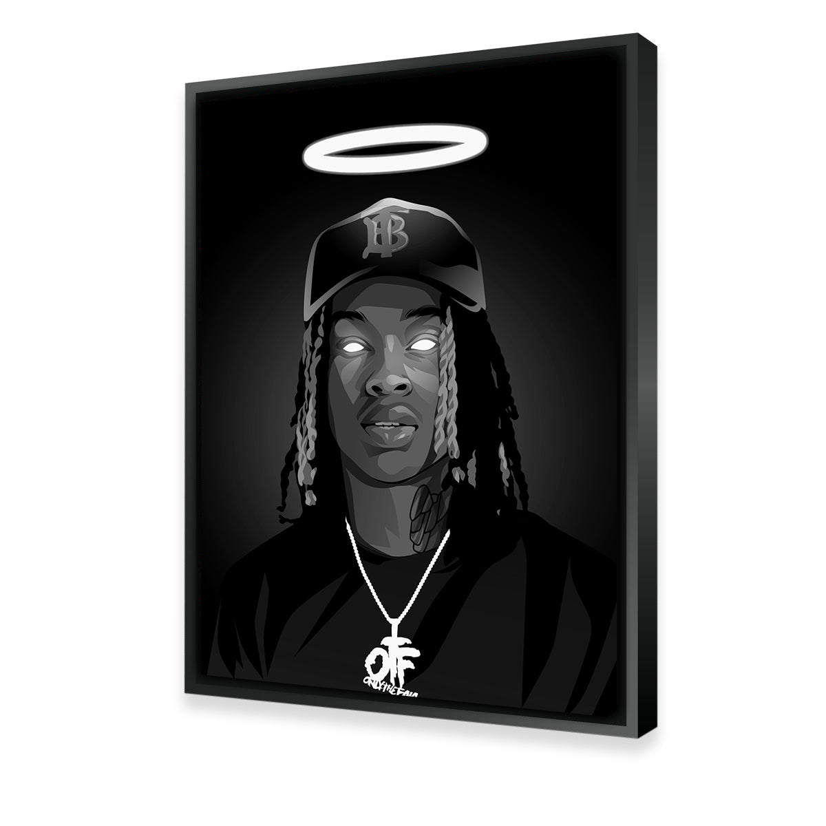 Rip King Von Grayscale Wall Art