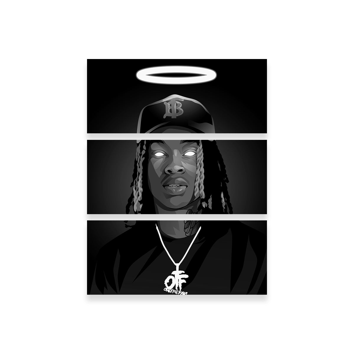 Rip King Von Grayscale Wall Art