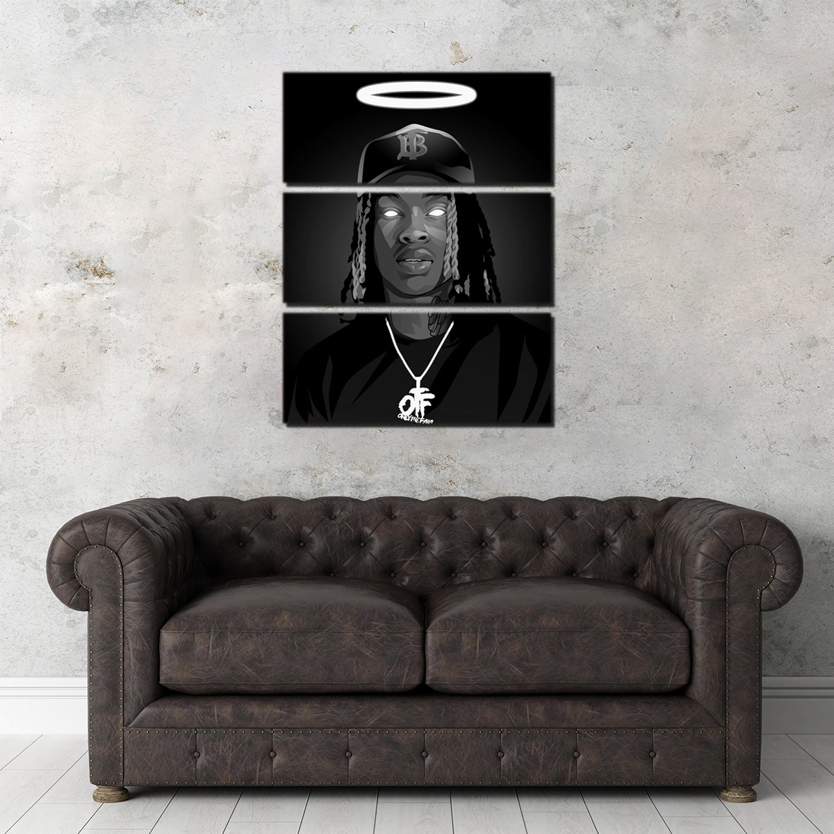Rip King Von Grayscale Wall Art