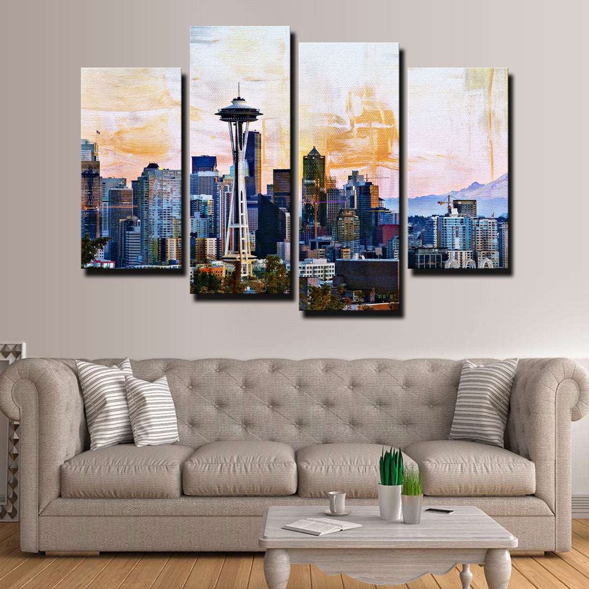 Abstract Seattle Skyline Wall Art