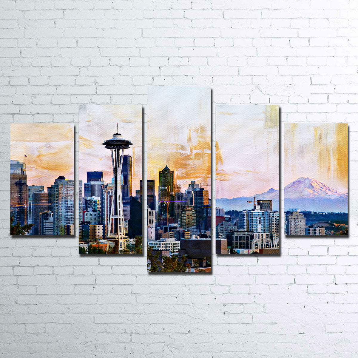 Abstract Seattle Skyline Canvas Set