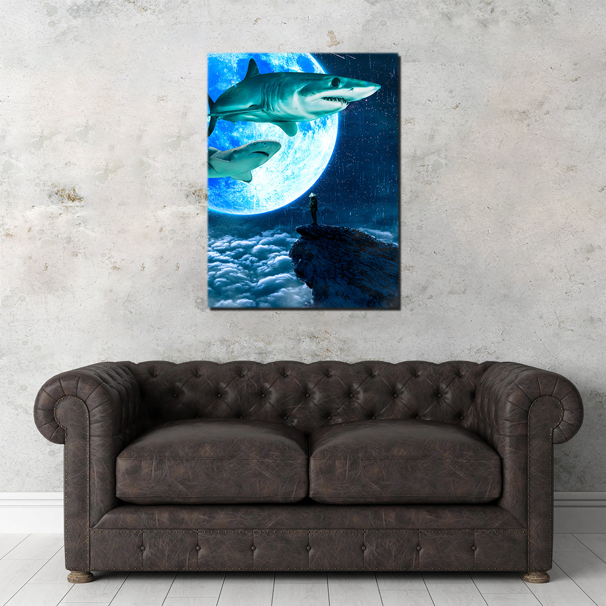Shark Moon Wall Art