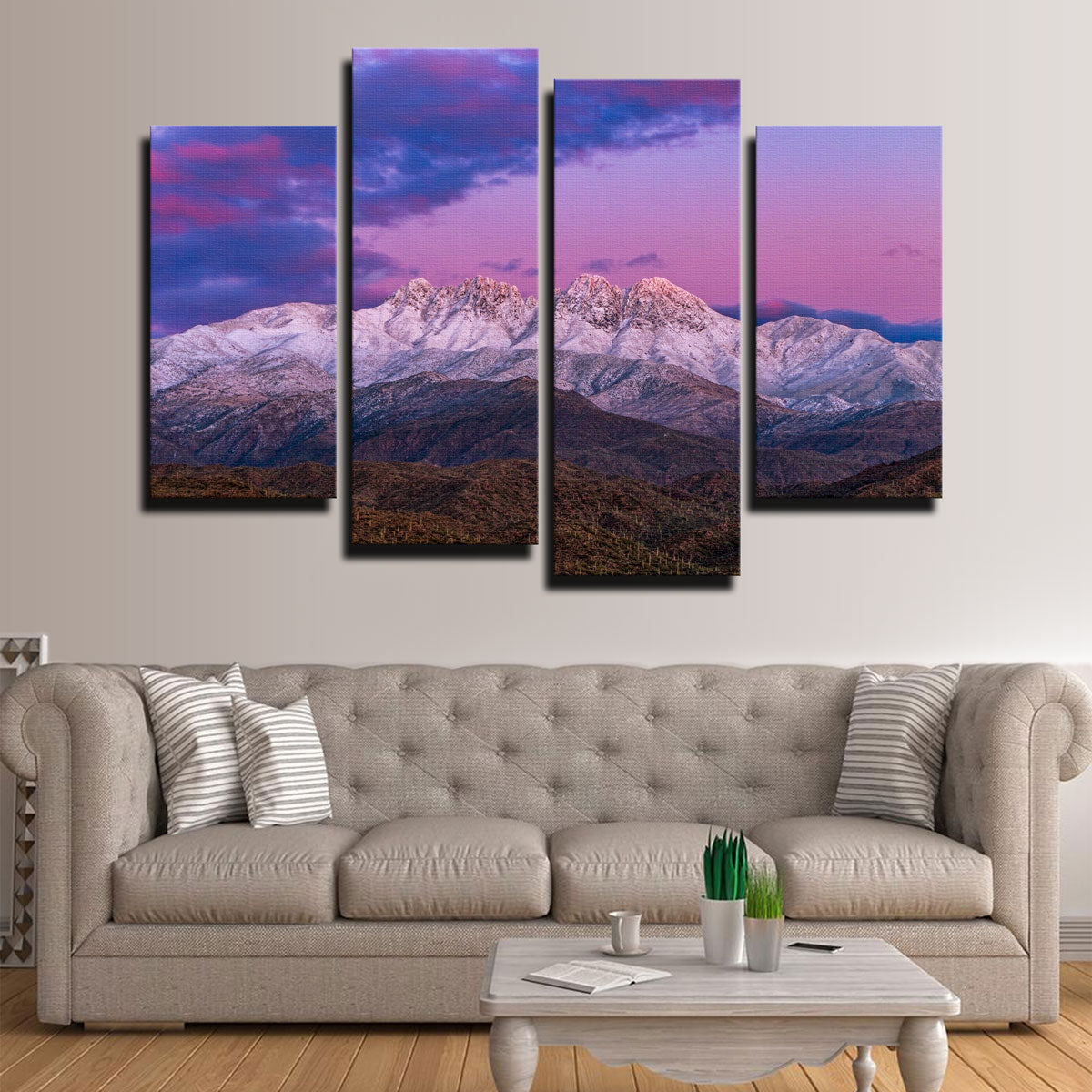Snow Clad Four Peaks Mountain Wall Art