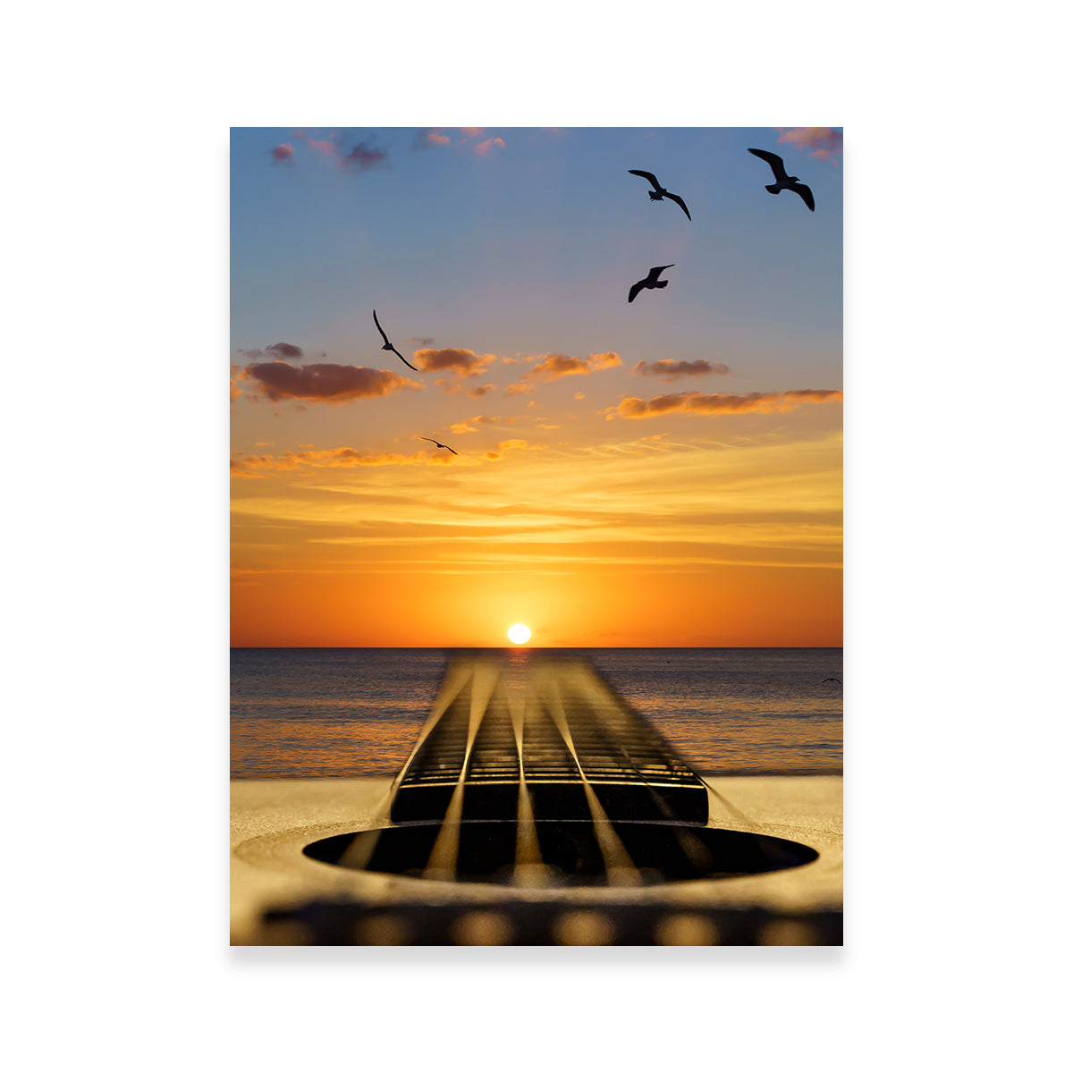 Sunset Guitar Song Wall Art