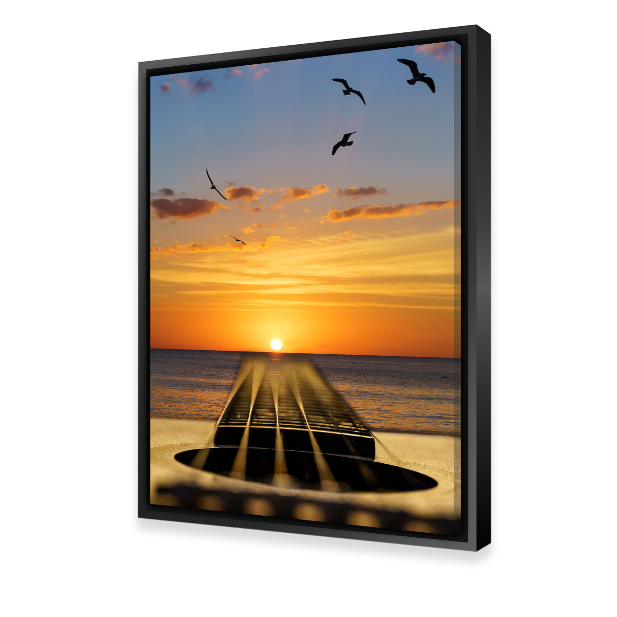 Sunset Guitar Song Wall Art