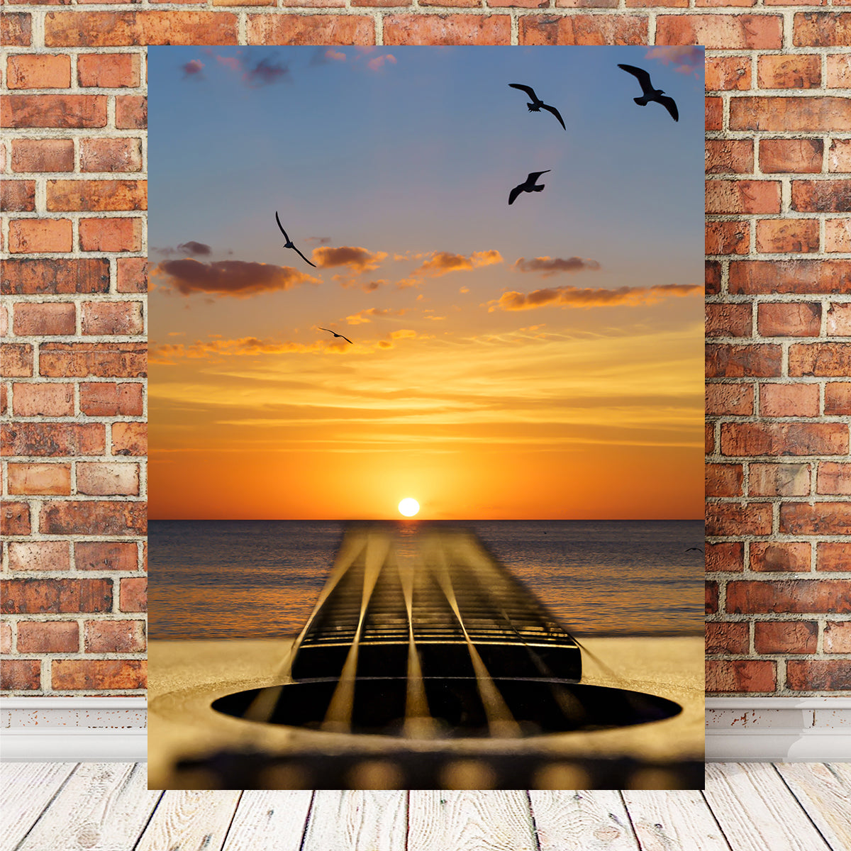 Sunset Guitar Song Wall Art