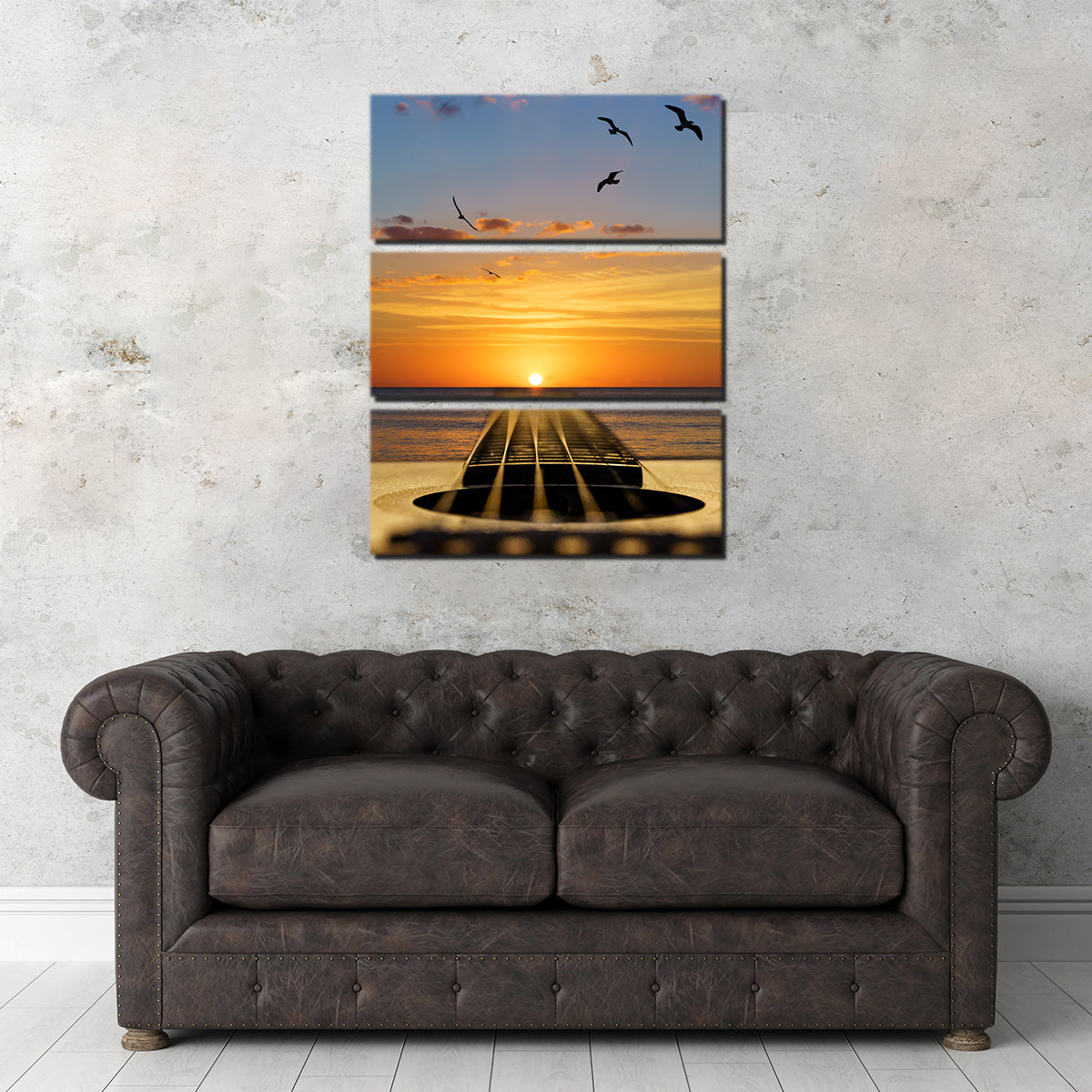 Sunset Guitar Song Wall Art