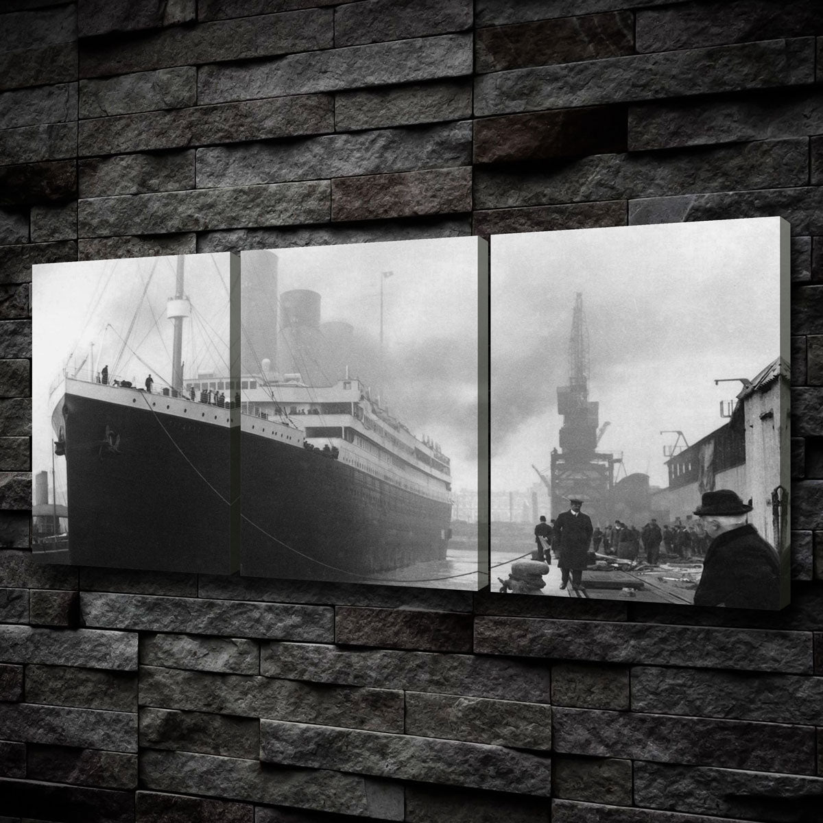 Titanic Photo 3 canvas panel Titanic Propellers Industrial Ship Photo Black & White orders Ship Steamship steampunk Old Photograph old art print 8