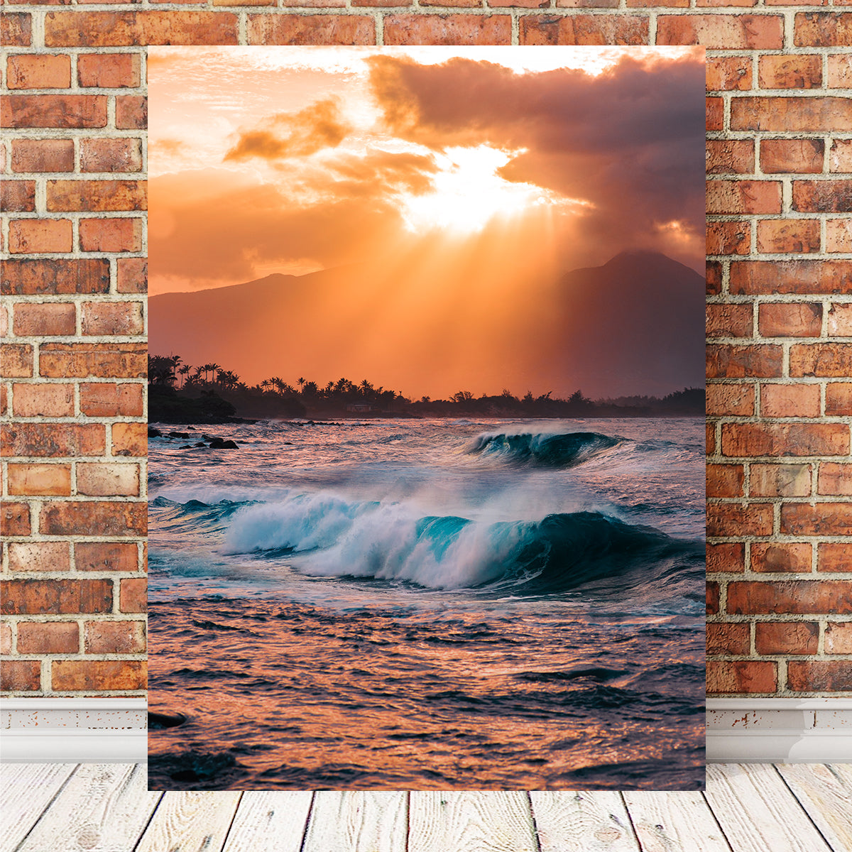 Waves at Sunset Wall Art