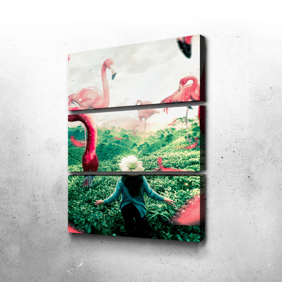 Woman With Flamingos Wall Art